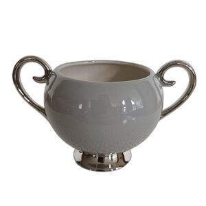 Vintage Flintridge China Brookmere (Rim) Gray Platinum MCM Sugar Bowl No Lid